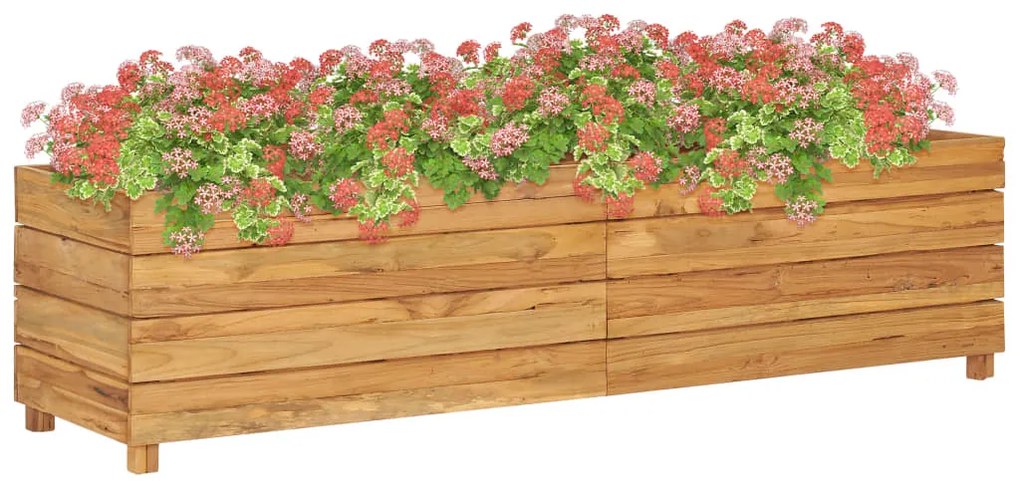 vidaXL Vaso/floreira 150x40x38 cm madeira de teca reciclada e aço