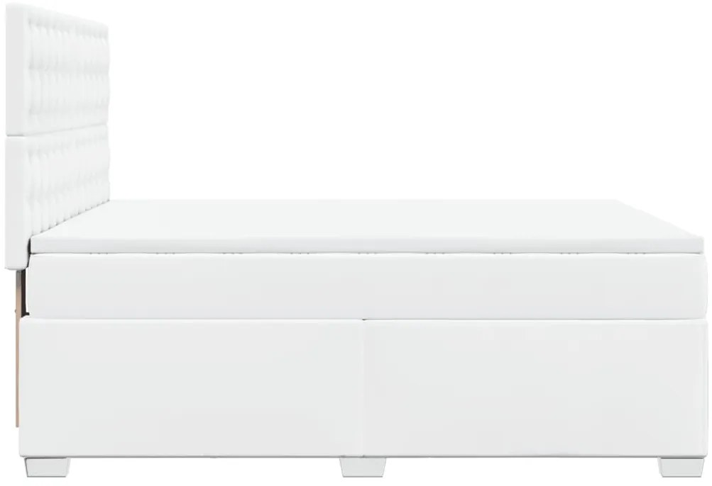 Cama com molas/colchão 160x200 cm couro artificial branco