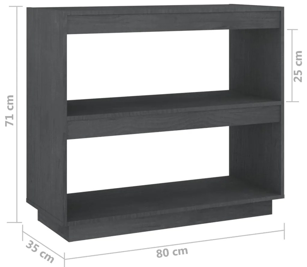 Estante 80x35x71 cm madeira de pinho maciça cinzento