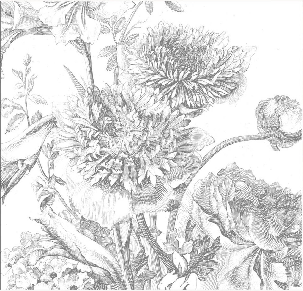 Papel de parede não tecido Engraved Flowers