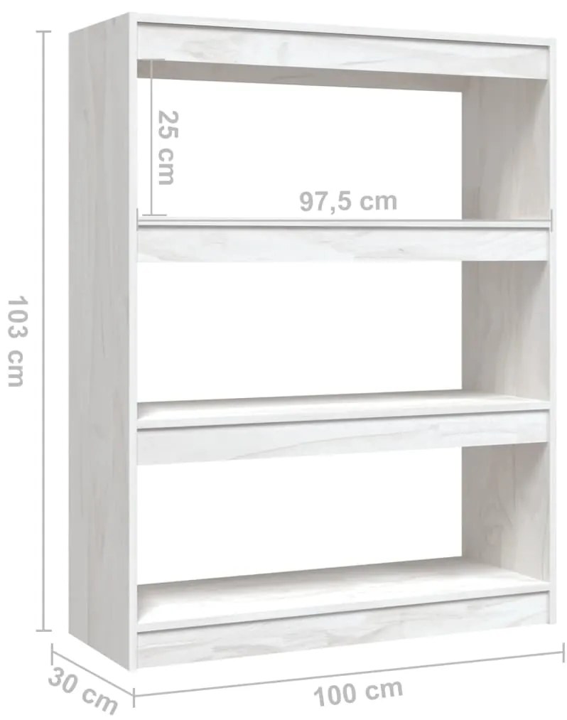 Estante/divisória 100x30x103 cm madeira de pinho maciça branco