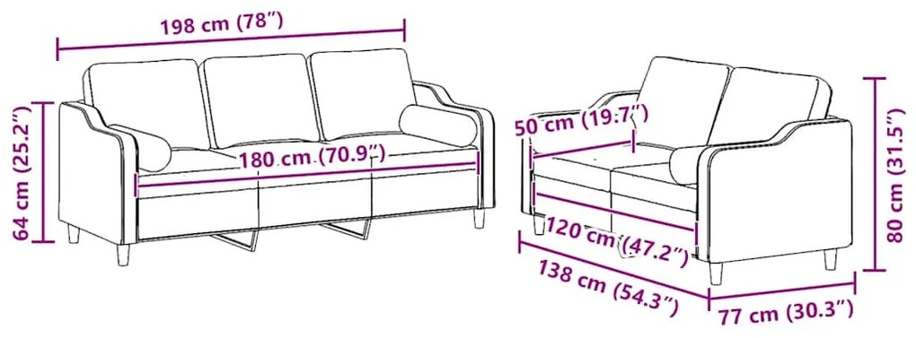 2 pcs conjunto de sofás com almofadas tecido amarelo-claro