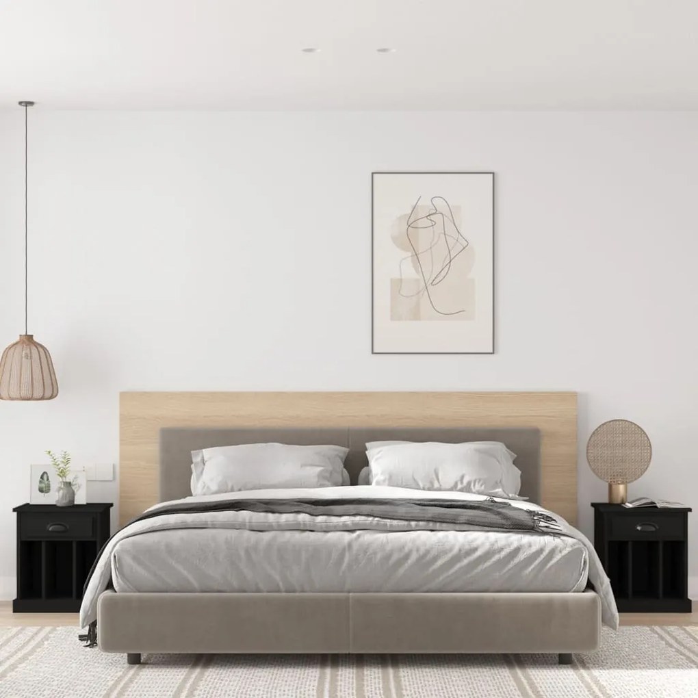 vidaXL Mesas de cabeceira 2 pcs 43x36x50 cm preto