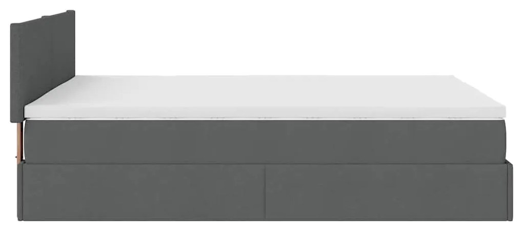 Cama otomana com colchão &amp; LEDs 140x200 cm cinzento escuro