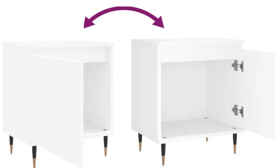 Mesas de cabeceira 2pcs 40x30x50 cm derivados de madeira branco