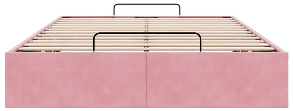 Ottoman Bed Frame No Colchão Rosa 120x190 cm Veludo