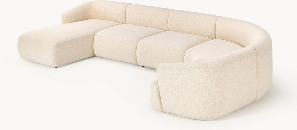 Sofá de canto comprido modular XL em bouclé Sofia