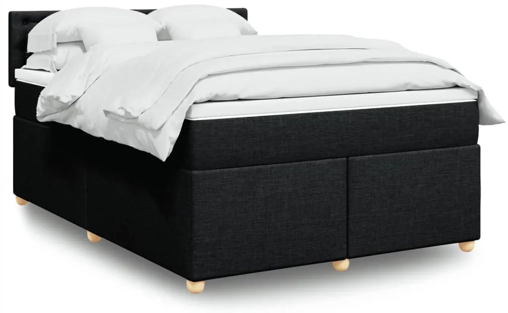 vidaXL Cama com molas/colchão 140x200 cm tecido preto