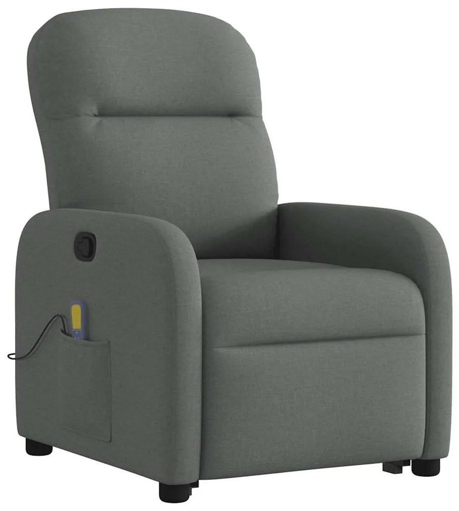Poltrona elevatória de massagens tecido cinzento-escuro