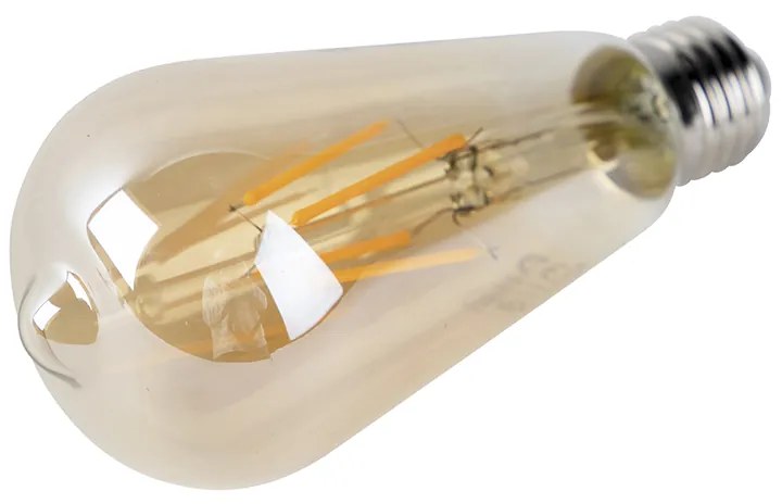 Conjunto de 3 lâmpadas LED E27 ST64 Douradas com sensor crepuscular 4W 400lm 2200K