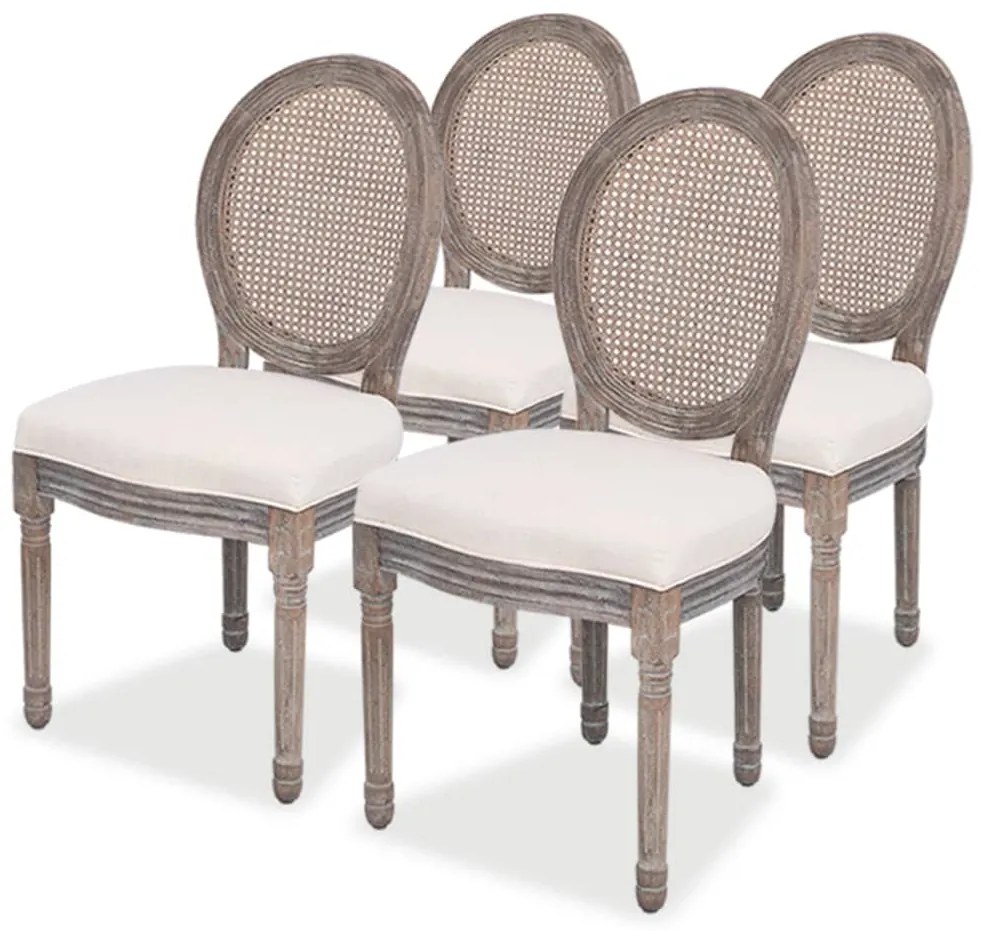244090 vidaXL Cadeiras de jantar 4 pcs tecido cor creme
