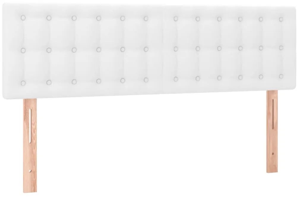 Cama box spring c/colchão/LED 140x190cm couro artificial branco