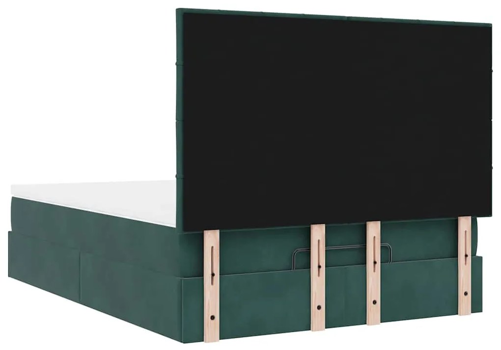 Estrutura cama otomana colchões 140x200 cm veludo verde escuro