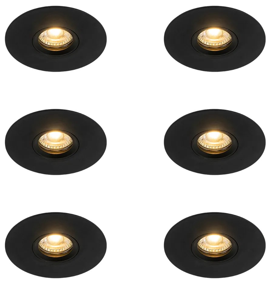 Conjunto de 6 Focos Embutidos Modernos Pretos 12 cm - Buco