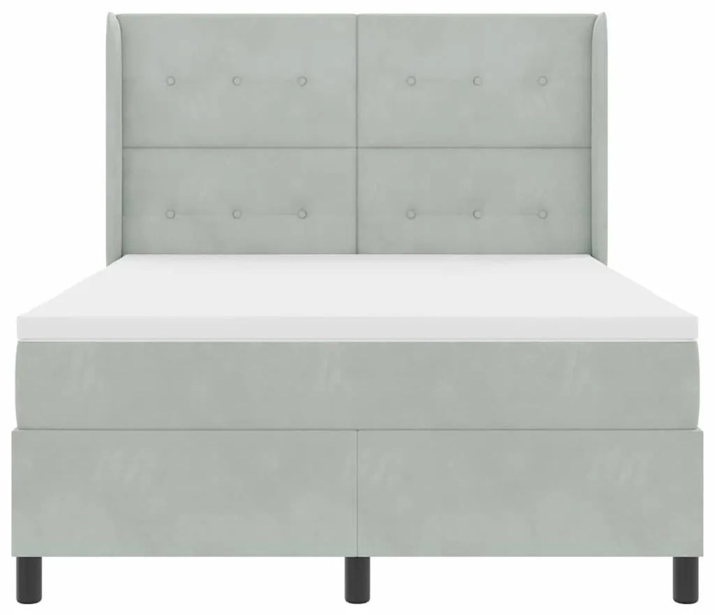 Cama Box com Colchão vidaXL Cinza Claro 140x190 cm Veludo