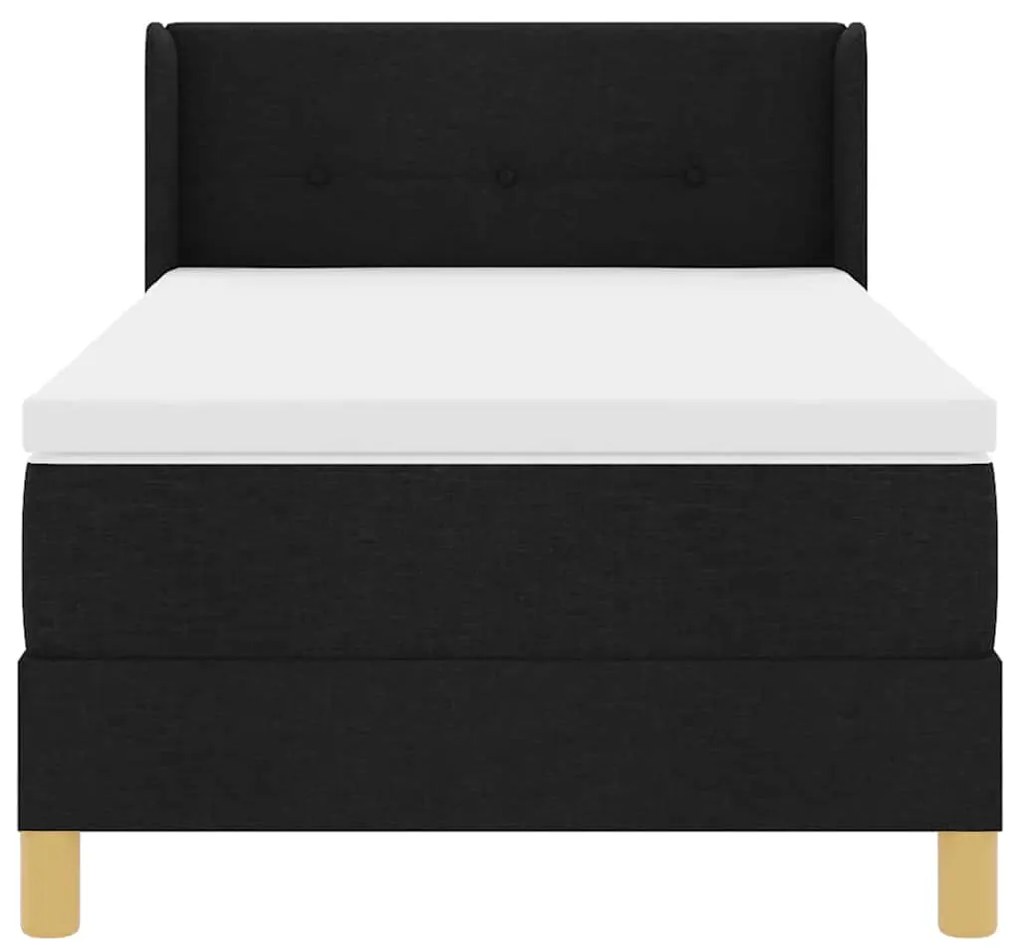 Cama Box com cabeceira Manual Preto e Branco 90 x 190 cm tecido