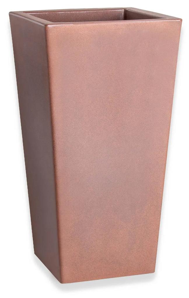 Vaso Plástico Quadrado Alto Bronze N.50 26X26X50cm