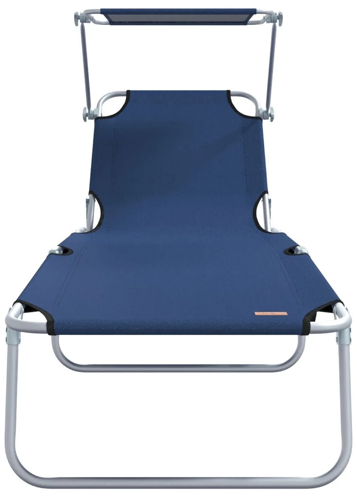 Espreguiçadeiras Dobráveis 2 pcs com Toldo Azul Tecido Oxford 600D