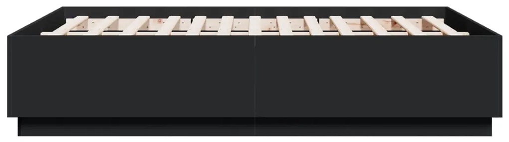 Estrutura cama c/ luzes LED 120x190 cm derivados madeira preto