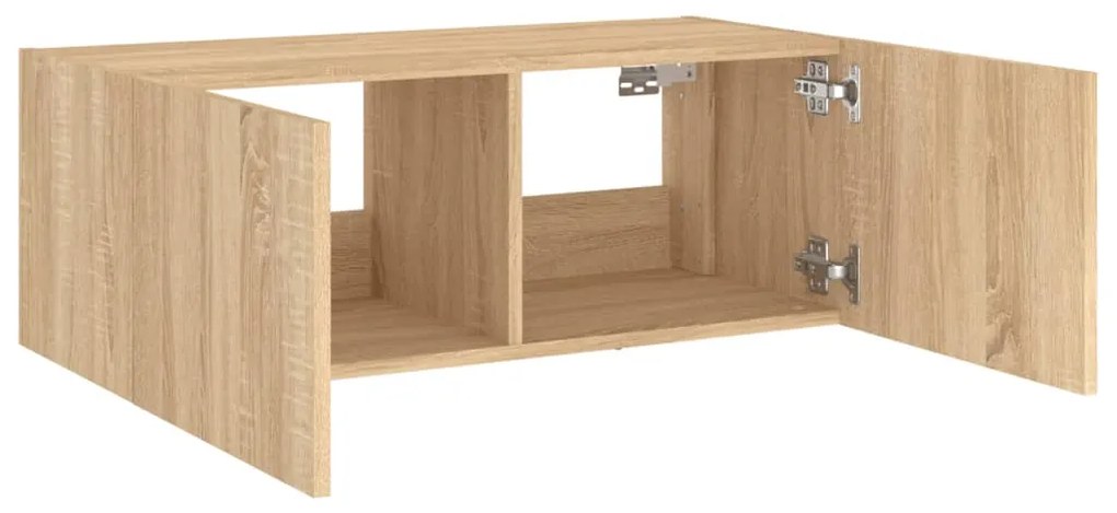 Móvel de parede p/ TV c/ luzes LED 80x35x31 cm carvalho sonoma