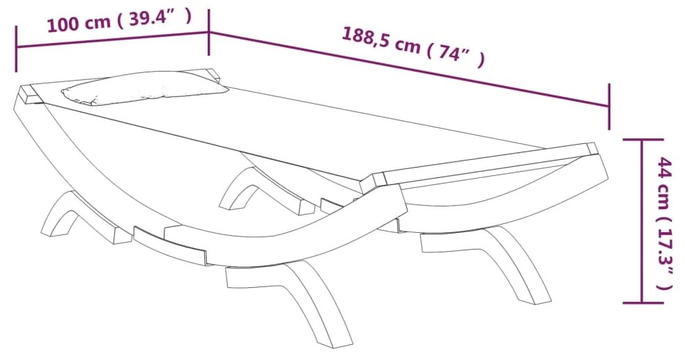 Espreguiçadeira exterior 100x188,5x44cm madeira curva antracite