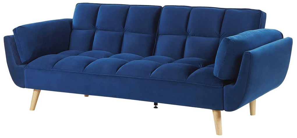 Sofá-cama em veludo azul marinho ASBY Beliani