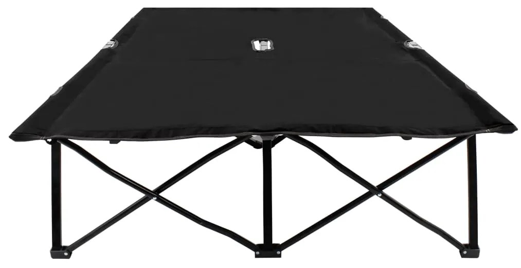 Espreguiçadeira/cama dobrável para 2 pessoas aço preto