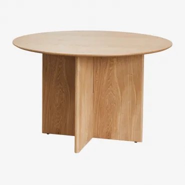 Mesa De Jantar Redonda Ø120 Cm Em Mdf Saonara Natural - Sklum