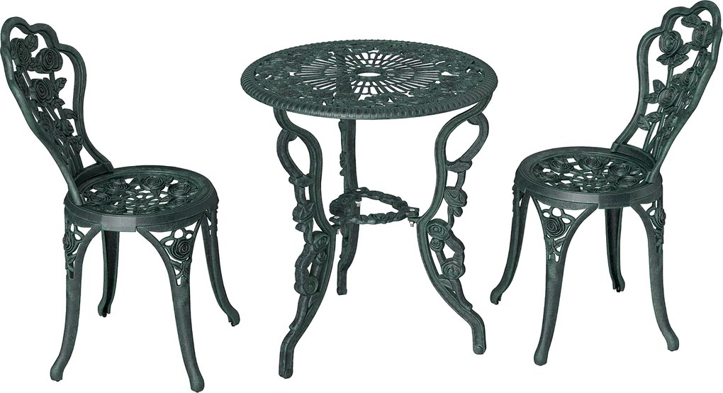 Outsunny Conjunto de Jardim 2 Lugares Estilo néo-rétro com Mesa Redonda e Cadeiras Ergonomicas | Aosom Portugal