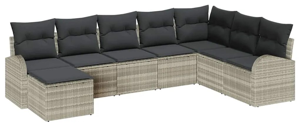 Conjunto de Sofás de Jardim vidaXL 8 Peças com Almofadas Cinza Claro R
