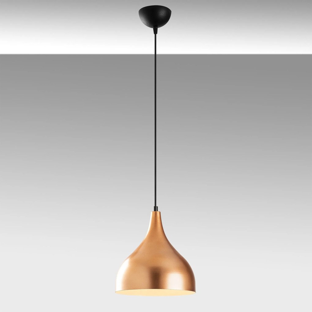 Candeeiro de Teto Saglam – Cobre, Branco, Preto – Diâmetro 26 cm, Altu