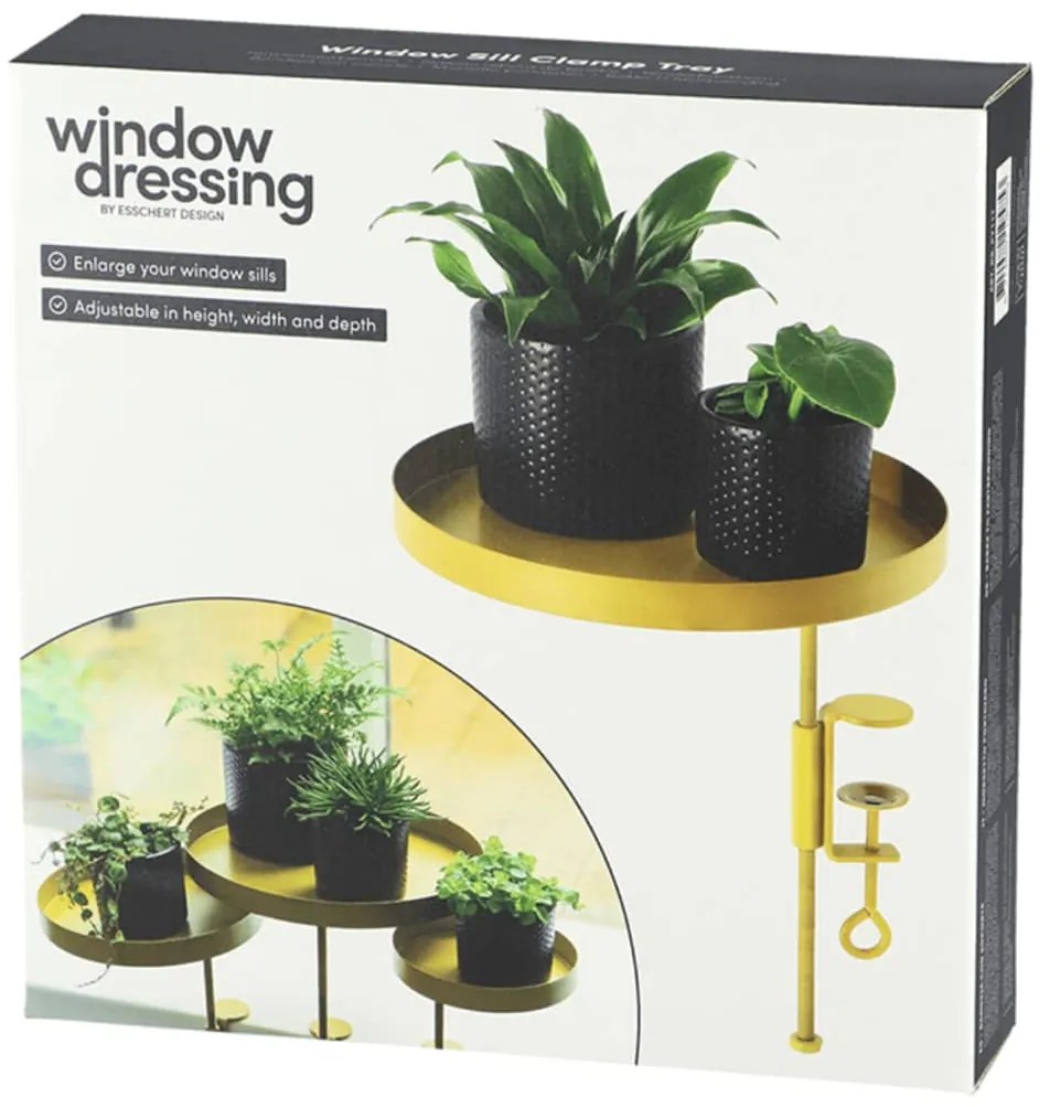 Esschert Design Tabuleiro p/ plantas redondo com braçadeira L dourado