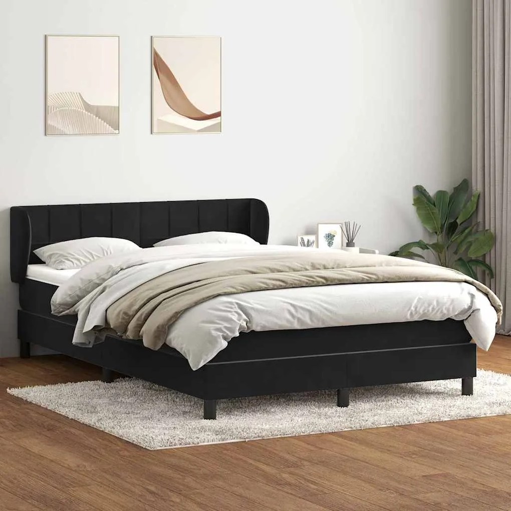 vidaXL Cama com molas/colchão 140x220 cm veludo preto