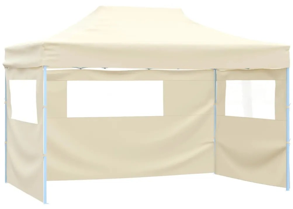 48893 vidaXL Tenda dobrável profissional festas 3 paredes 3x4m aço cor creme