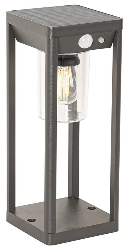 Candeeiro de pé exterior cinzento escuro 25 cm com luz regulável e sensor solar - Sonne
