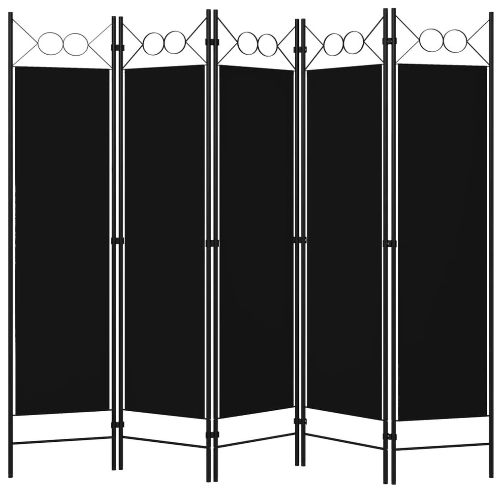 Divisória de quarto com 5 painéis 200x180 cm preto