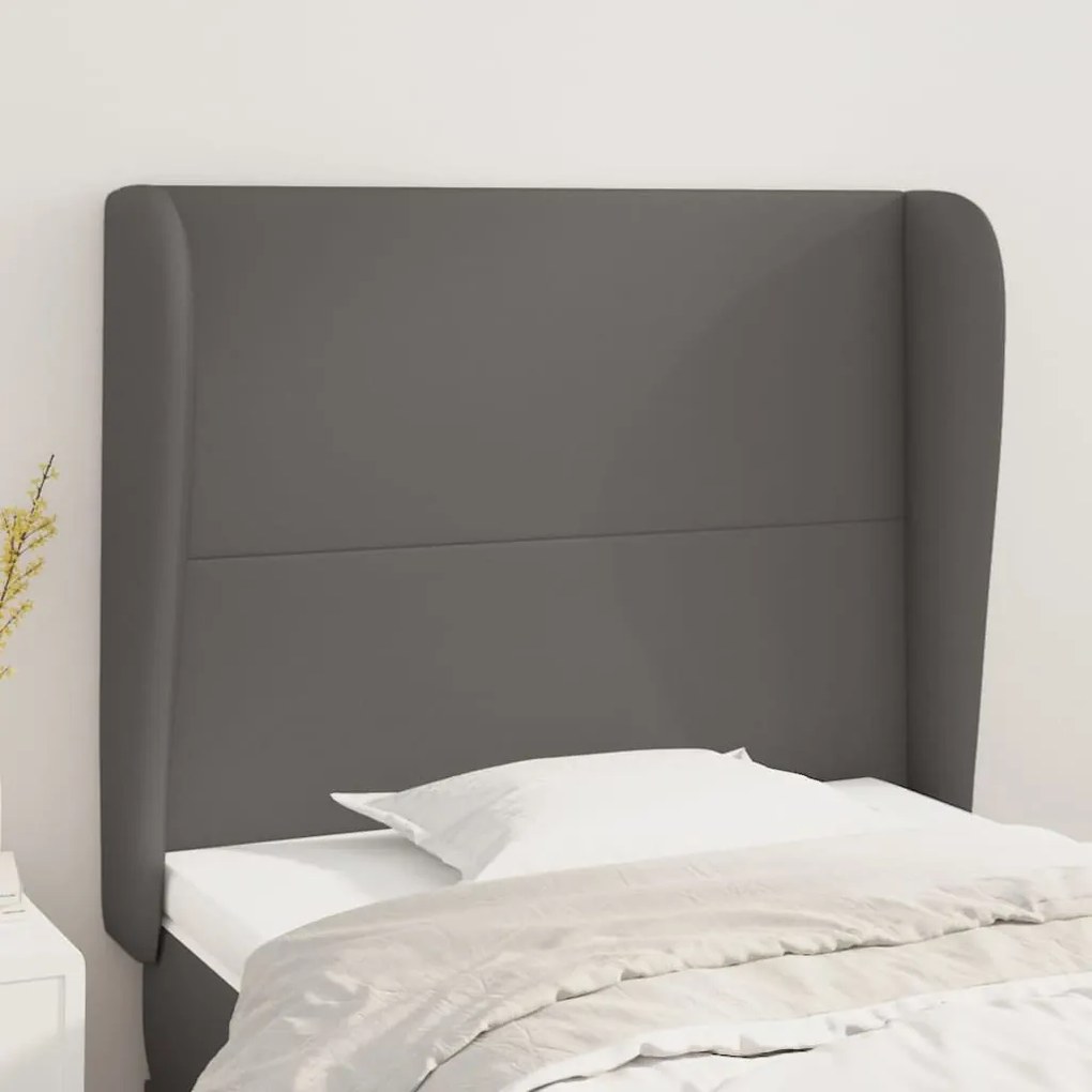 Cabeceira cama c/ abas couro artif. 83x23x118/128 cm cinzento