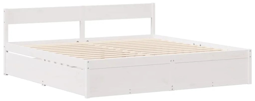 Cama sem colchão 160x200 cm madeira de pinho maciça branco