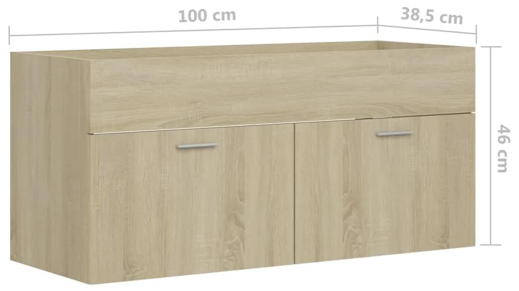 Armário lavatório 100x38,5x46 cm contraplacado carvalho sonoma