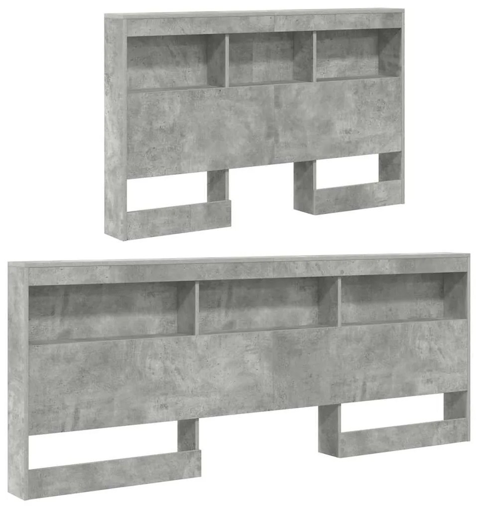Cabeceira de armazenamento Cinzento cimento 120 cm