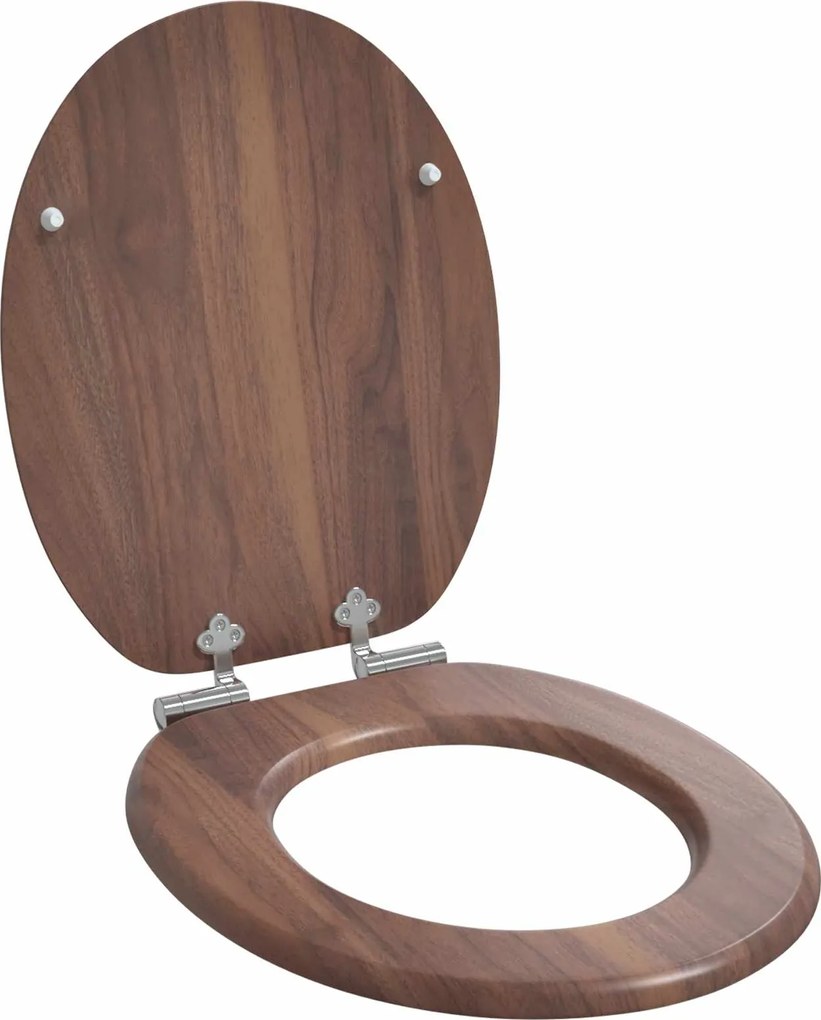 vidaXL Assento de Sanitário com Fechamento Suave Castanho 44 x 38 cm