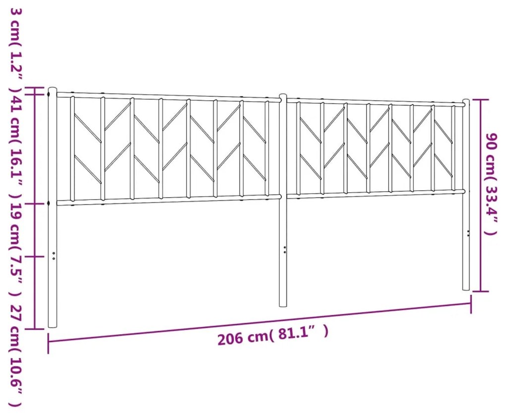 Cabeceira de cama 200 cm metal branco