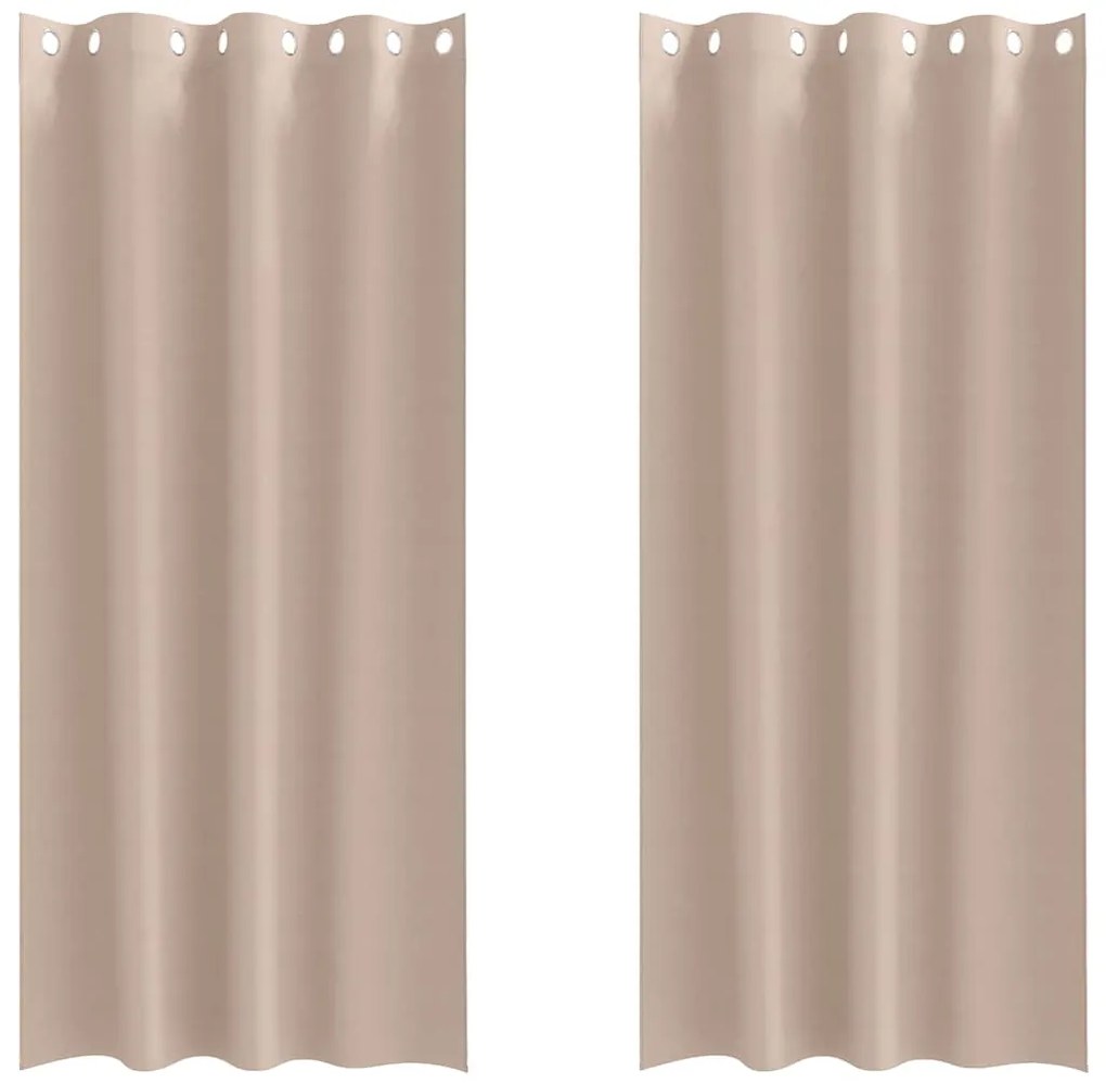 Cortinas 2 pcs Cinzento-acastanhado 245 x 140 cm Poliéster