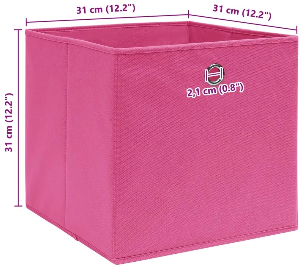 Caixas de arrumação 4 pcs 32x32x32 cm tecido rosa