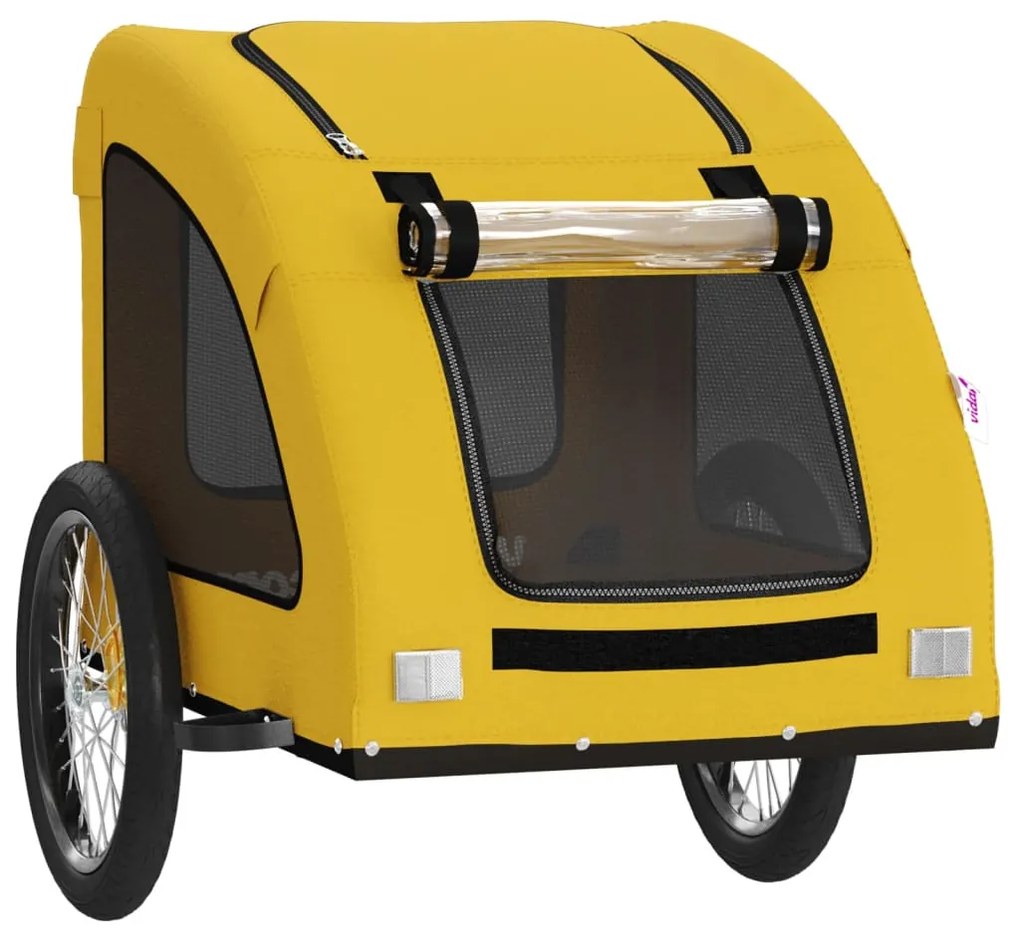 Reboque bicicleta p/ animais tecido oxford/ferro amarelo