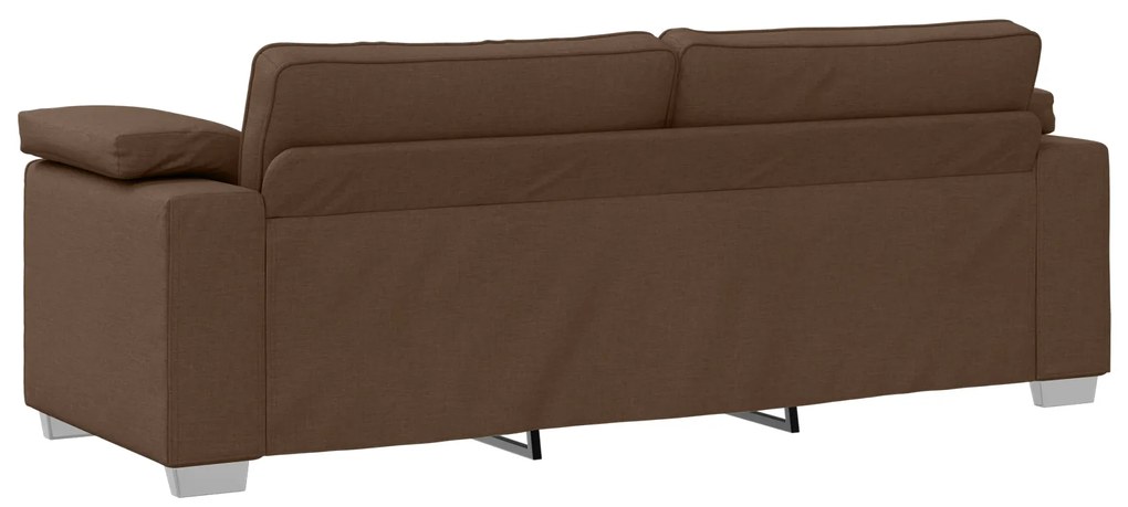 Conjunto de Sofás de 3 Peças com Almofadas em Tecido Castanho