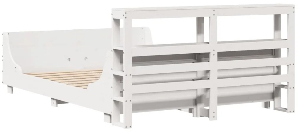 Cama sem colchão 160x200 cm madeira de pinho maciça branco