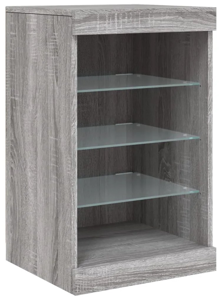 Aparador com luzes LED 123x37x67 cm cinzento sonoma