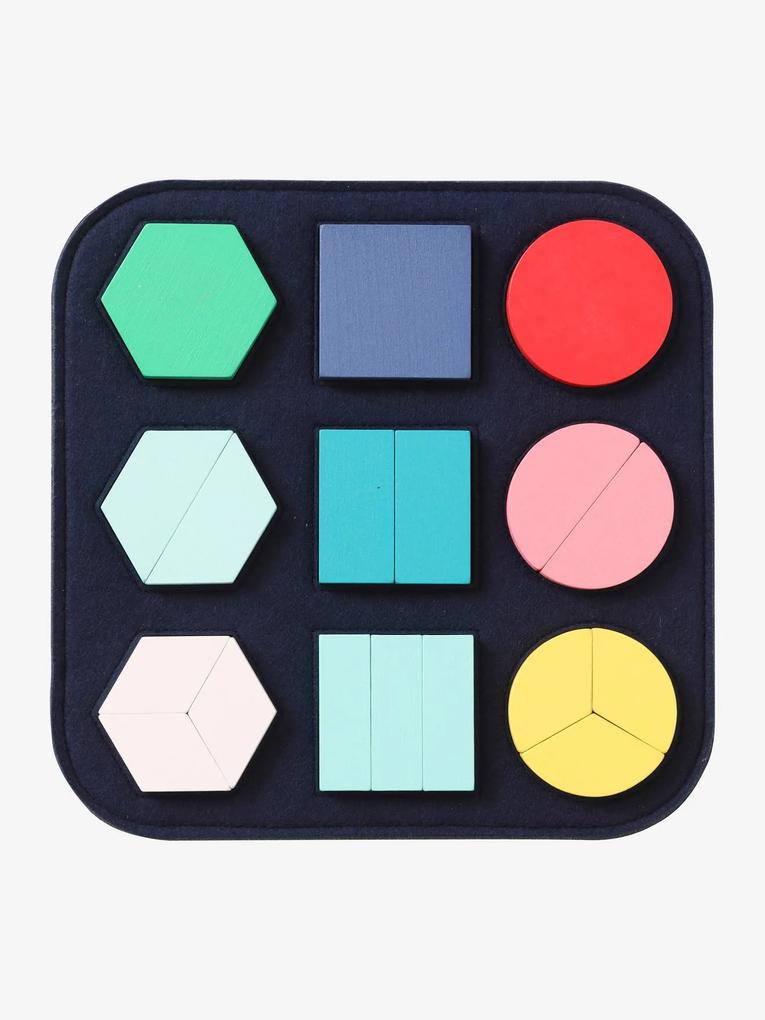 Puzzle em feltro com formas geométricas multicolor