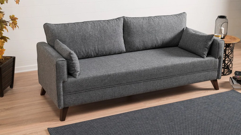 Sofá de 3 Lugares Bella – Cinzento – 208 cm x 85 cm x 81 cm